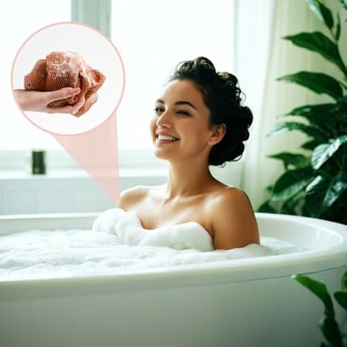 Duomama 2PCS Exfoliating Net - Large 80x30cm White & Brown Sponge for Deep Cleansing, Removing Dead Skin, Oil & Dirt - Soft yet Durable for Daily Use - Image 3